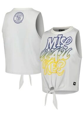 Milwaukee Brewers The Wild Collective Women's Twisted Tie Front Tank Top NWT